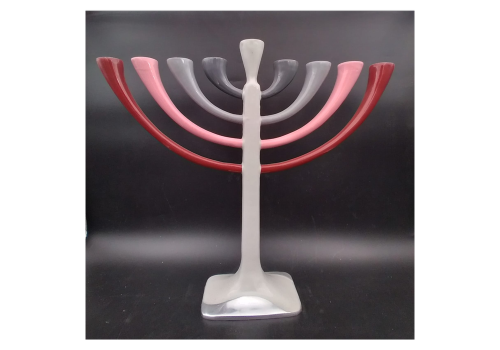 חנוכייה מעוצבת אלומיניום צבוע באמייל