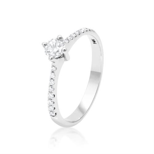 טבעת זהב לבן ויהלומים|אירוסין 0.40 קראט