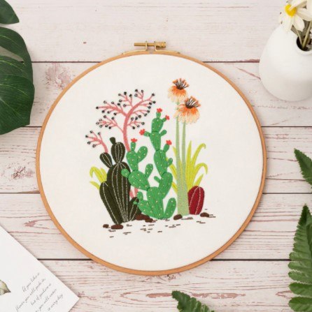 ערכת ריקמה בחישוק  -  קקטוסים מדבריים