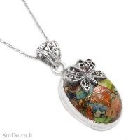 תליון מכסף בשילוב אבן ישפה צבעונית  T6188 | תכשיטי כסף