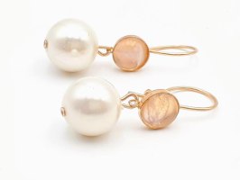 E-01 עגילי גולדפילד 14Kבשילוב אבני מונסטון ופנינה