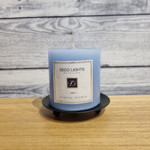 נר עגול 7/7 תכלת בריח פרחי חוף