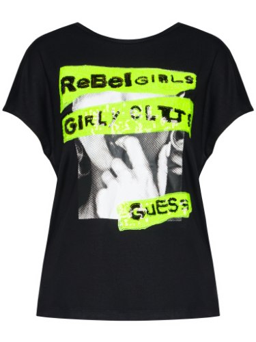 טישירט שחורה כיתוב ניאון  GUESS