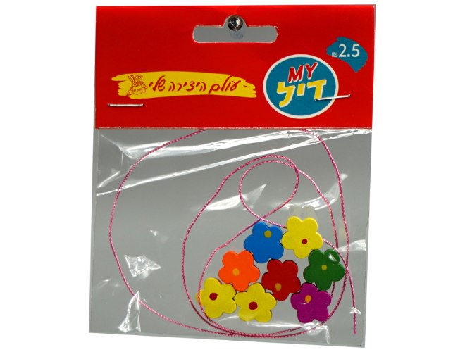 חרוזי עץ פרח קטן+חוט