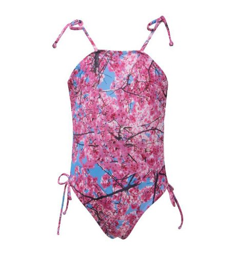 בגד ים שלם עם קשרים בצדדים יפן ורוד VIEW - מידות 2-16 שנים