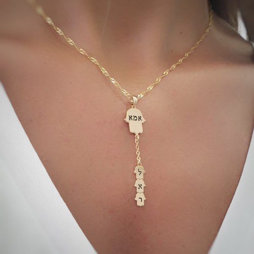 שרשרת חמסה עניבה עם חמסות נופלות דגם LAA21