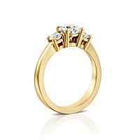 טבעת אירוסין זהב צהוב 14 קראט משובצת יהלומים THREE STONES