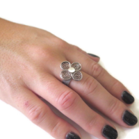 טבעת פרח מכסף בטכניקת הפיליגרן דגם רוז