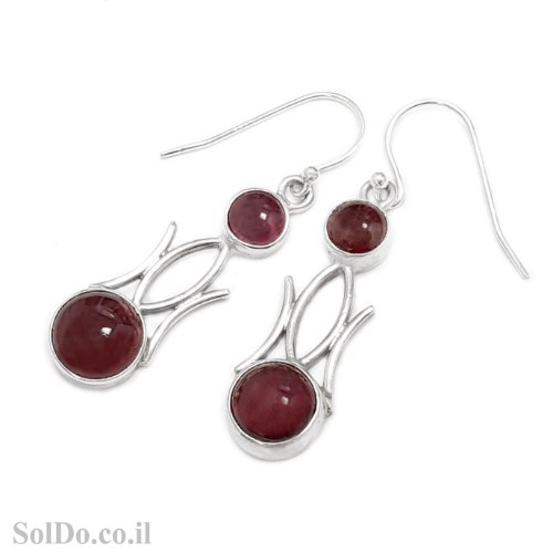 עגילי כסף מעוצבים בשילוב אבני גרנט  A8861 | תכשיטי כסף | עגילי כסף