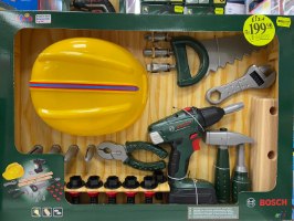 ערכת פועל גדולה של חברת BOOSH כולל קסדה לילד ומברגה חשמלית ועוד מגוון רחב של ציוד עבודה!!
