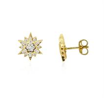 עגילי יהלומים בסגנון כוכב צמודים בזהב 14 קאראט