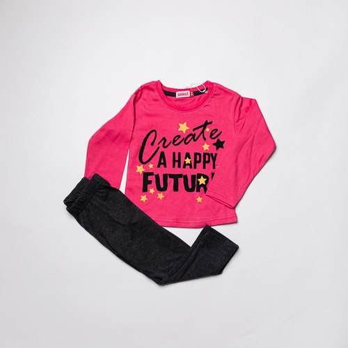 חליפת בנות לייקרה כוכבים ורודה