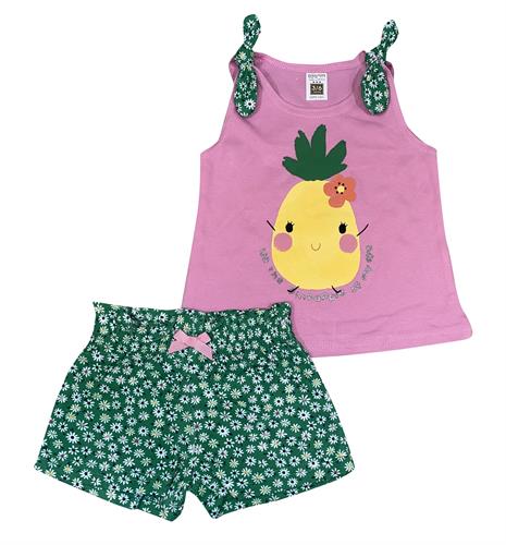 חליפת גופיית קשירה אננס ורוד מסטיק