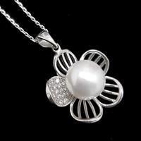 סט "פרחים" עגילים ותליון מכסף משובצים פנינה לבנה וזרקונים S1491 | תכשיטי כסף 925 | תכשיטי כלה