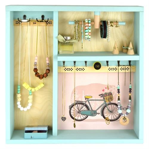 ארון תכשיטים תלוי - ריבוע דגם וינטג'