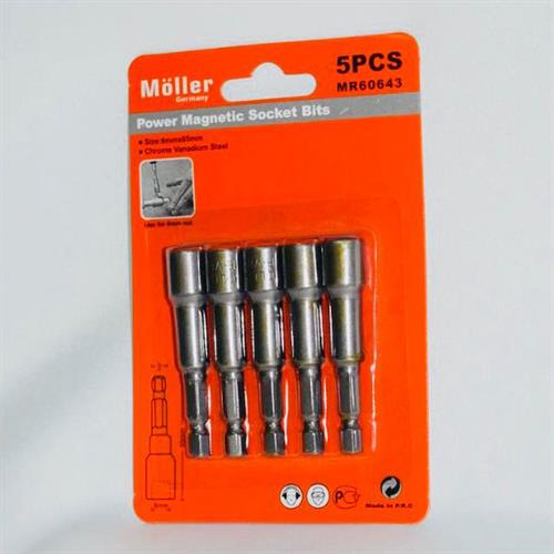 סט 5 בוקסה ביט מגנטי 8 מ"מ