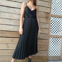 גופיית ספגטי סאטן משי - שחור