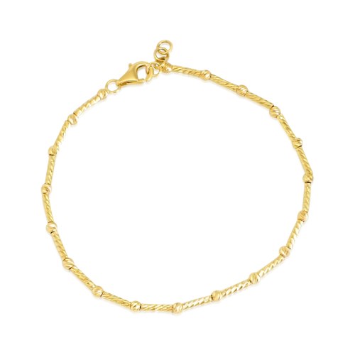 צמיד מקלות וכדורים מעוצב נוצץ מזהב איטלקי לאישה