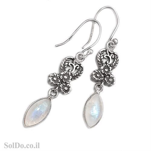 עגילים מכסף מעוצבים בשילוב אבן מונסטון  A8775 | תכשיטי כסף | עגילי כסף