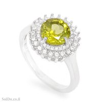 טבעת מכסף משובצת אבן פרידוט ואבני זרקון  RG1720 | תכשיטי כסף 925 | טבעות כסף