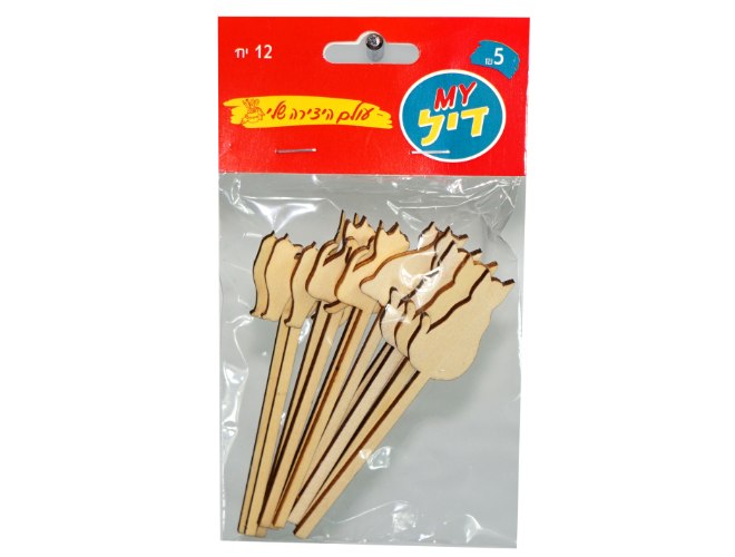 מקלות עץ 12 יח עם קצה בדו