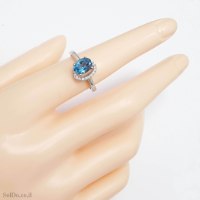 טבעת מכסף משובצת אבן טופז כחולה  ואבני זרקון RG1746 | תכשיטי כסף 925 | טבעות כסף