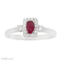 טבעת מכסף משובצת אבן רובי אדומה ואבני זרקון RG6234 | תכשיטי כסף 925 | טבעות כסף