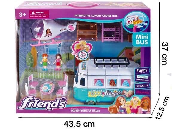 סט יופי אוטובוס בחוף ובובות עם אביזרים