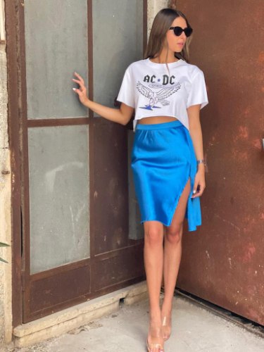 חצאית מיילי סאטן כחול