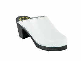 קבקבי עץ לבן לק עקב גבוה שחור ELEGANT