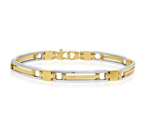 צמיד חוליות לגבר זהב איטלקי צהוב ולבן 14 קרט