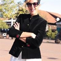 ג'קט וינטג' קטיפה שחורה ורקמה מידה S/M