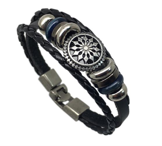 צמיד לגבר ולאשה עור ופלדת אל חלד OP08160006IN