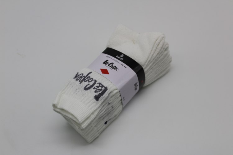 5 גרבי ספורט לגבר L.C לבן