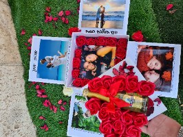 קופסא מתפוצצת - תמונות & שמפנייה 24K & פרחים