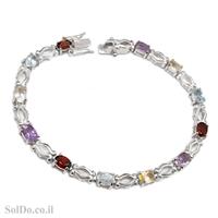 צמיד מכסף משובץ אבני גרנט, אמטיסט, סיטרין וטופז כחול Z3081