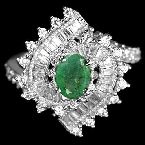 טבעת כסף משובצת אבני אמרלד ואבני זרקון  RG8397 | תכשיטי כסף 925 | טבעות כסף