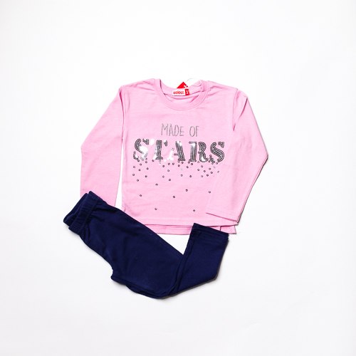 חליפת בנות לייקרה STARS  ורודה