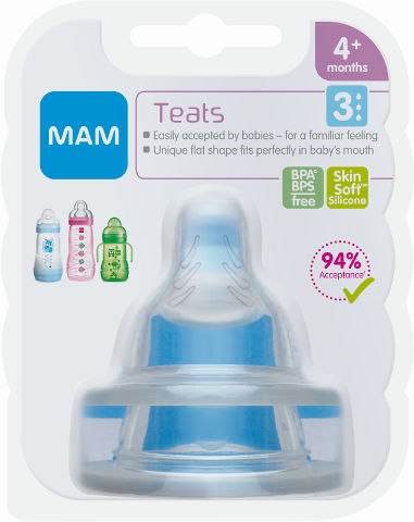 זוג פטמות סיליקון לבקבוק זרימה מהירה 3 MAM