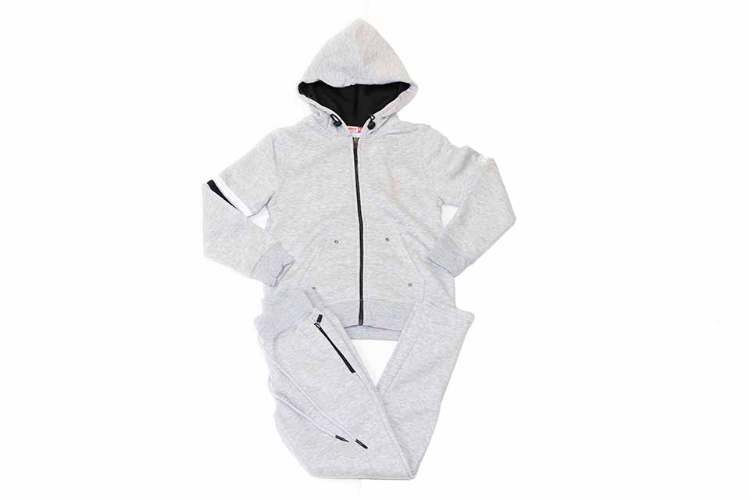 חליפת פוטר קפוצ'ון רוכסן פסים משולב בנים