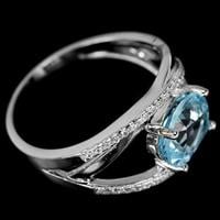 טבעת כסף משובצת טופז כחול וזרקונים RG8333 | תכשיטי כסף 925 | טבעות כסף