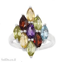 טבעת מכסף משובצת אבני חן RG6287 | תכשיטי כסף 925 | טבעות כסף