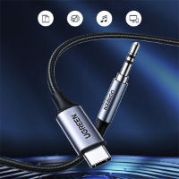 מתאם אוזניות Ugreen דגם USB-C עם כבל אודיו זכר 3.5m באורך 1M עם שבב