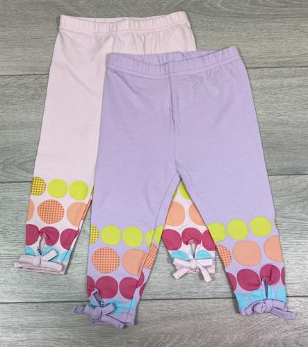 זוג מכנסי לייקרה ארוך נקודות ופפיון ורוד בייבי וסגול לילך