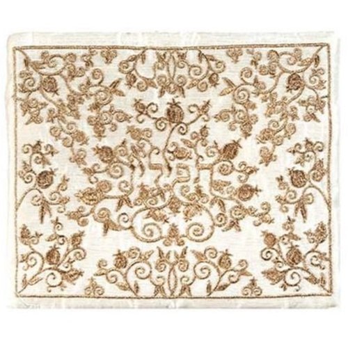 כיסוי תפילין רקמת מכונה רימונים מלא - זהב