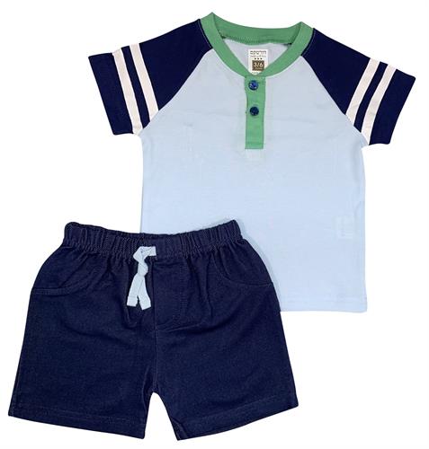 חליפה קצרה פסים תכלת-ירוק