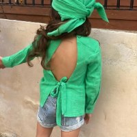 חולצת פשת גב פתוח ירוקה