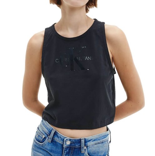 נשים | CALVIN KLEIN TONAL MONOGRAM TANK BLACK