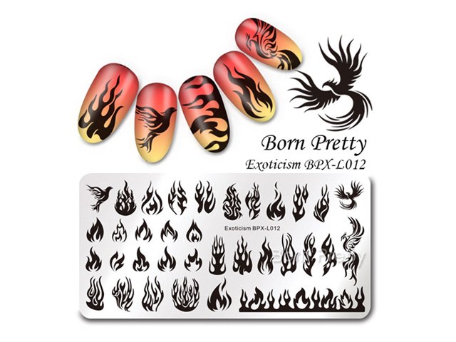 פלטה חותמת מלבן - להבות - BP-L012