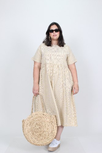 שמלת בריטני צהוב משובץ